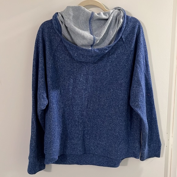 Planet Gold Blue Cowl Neck Trendy Blue Lightweight Sweatshirt Hoodie - Picture 2 of 3